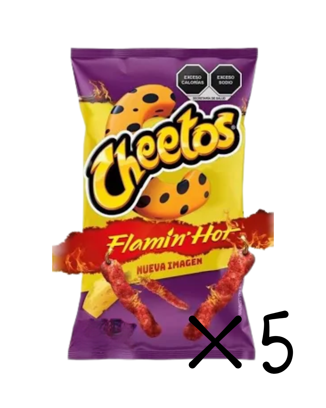 SABRITAS CHEETOS XTRA FLAMIN HOT CHEESE SNACK - 5PACK, 2.1OZ EACH