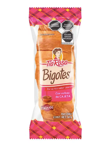 Tía Rosa Bigote Filled Pastry with Cajeta - 60g Mexican Sweet Bread