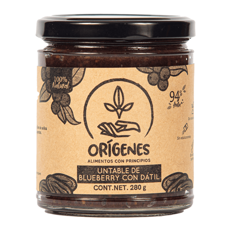 Origenes Blueberry Date Spread Jam Style, 10 oz
