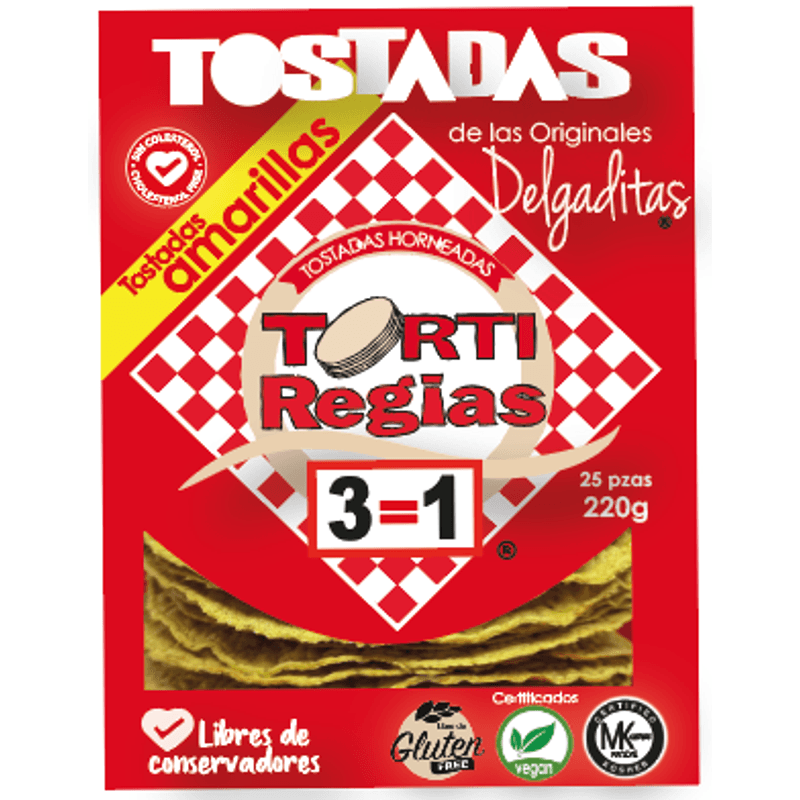 TortiRegias Delgaditas Yellow Toasted Tortillas, 25 Pieces