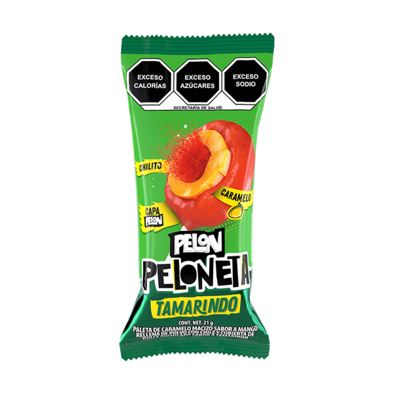 Pelon Peloneta - Tamarind with Mango Solid Caramel Lollipop 6 pack