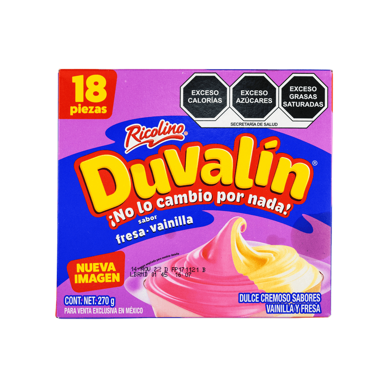 Ricolino Duvalin Creamy Strawberry Vanilla Candy, 18 Pcs
