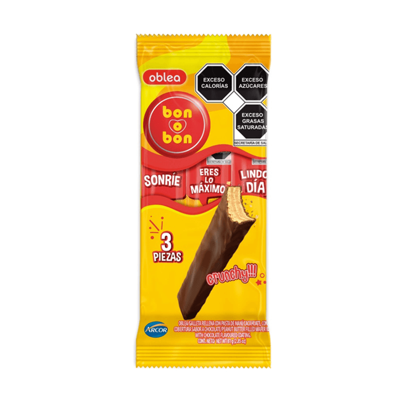 Arcor Peanut Flavor Filled Wafer Covered in Chocolate, 32 Pieces