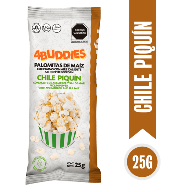 4 Buddies Piquín Chili Popcorn - 1 oz