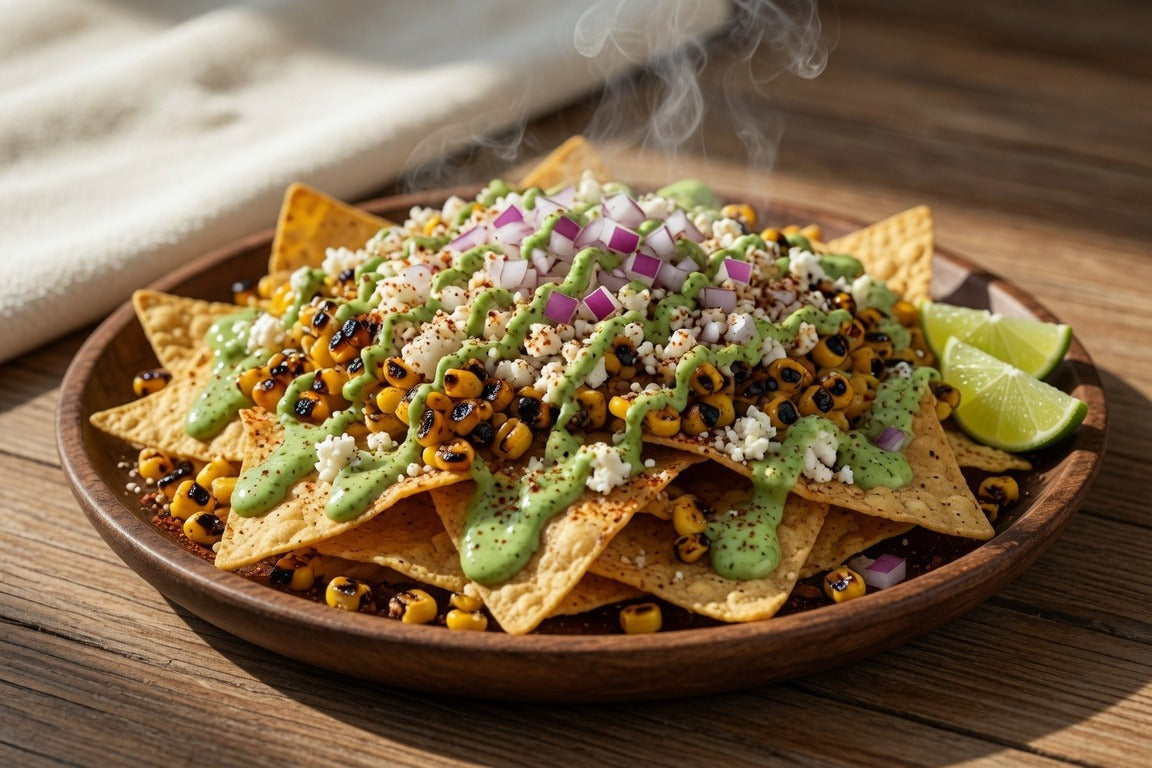 Corn Nachos with Cilantro-Chile Cream: The Ultimate Game-Day Botana