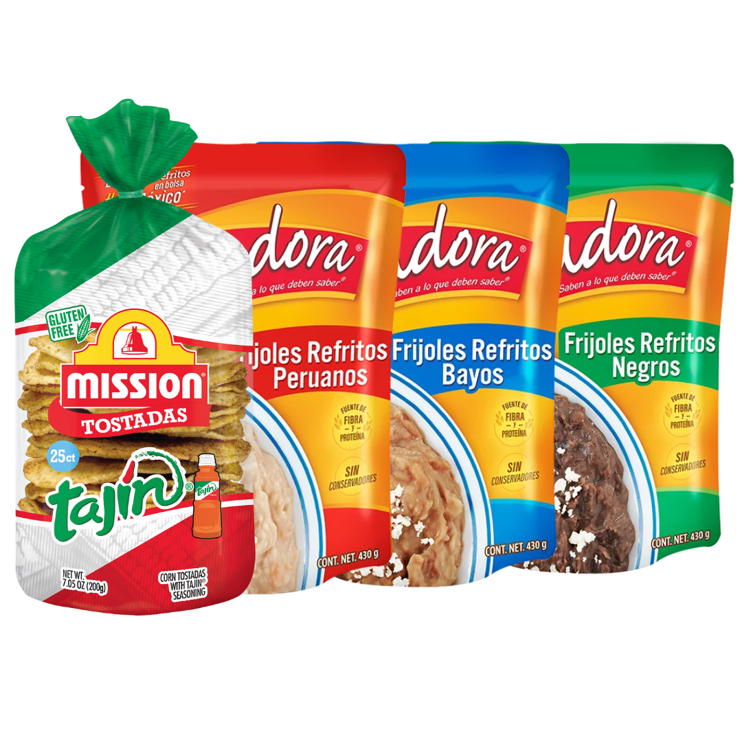Isadora Refried Beans Variety Pack + Mission Corn Tostada with Tajin 7oz Main image