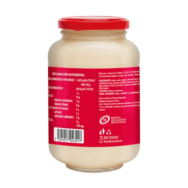 la Costeña Reduced Fat Mayonnaise - 14 oz Secondary image