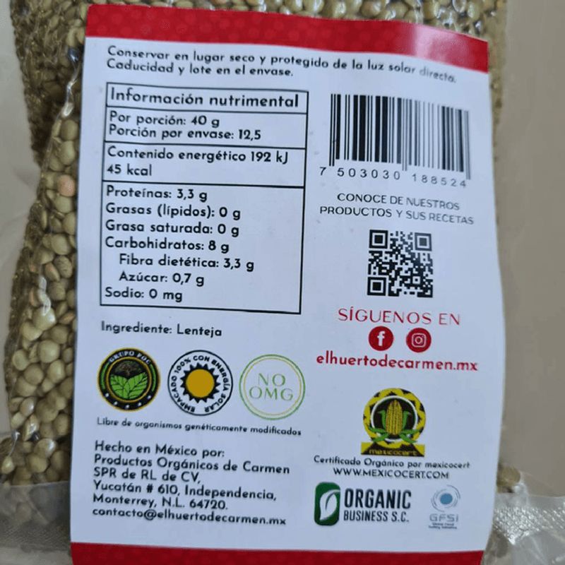 El Huerto de Carmen Organic Lentils - 18 oz Secondary image