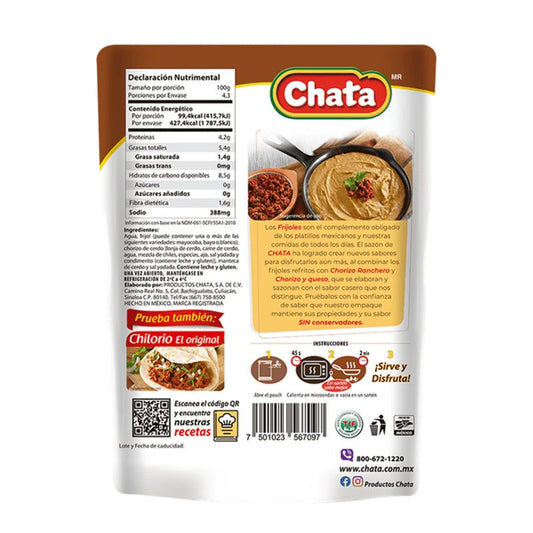 Refried Beans with Ranchero Chorizo - 14 oz