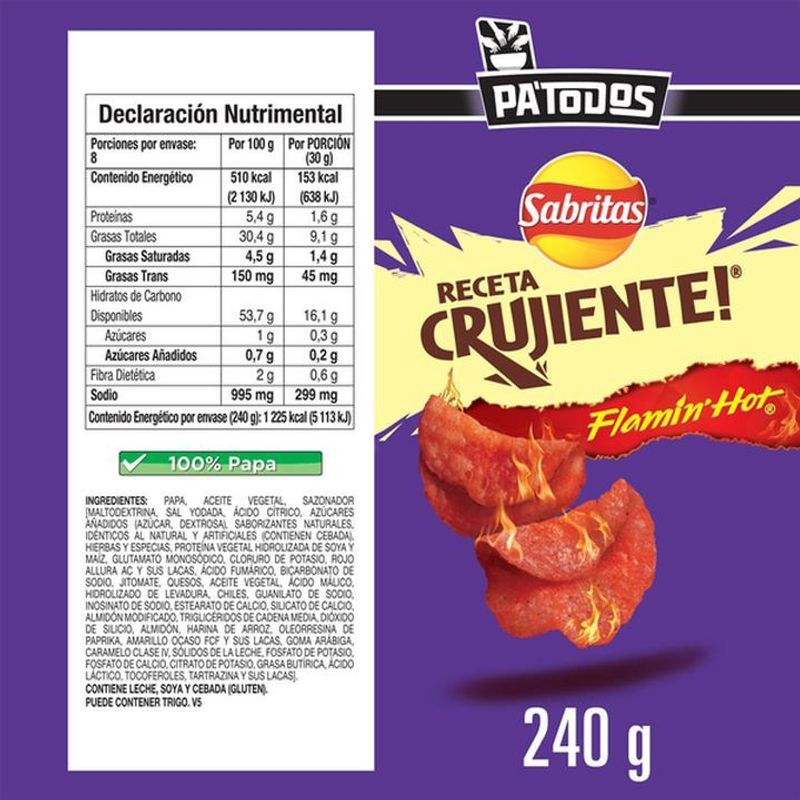 Flamin' Hot Pa Todos Crunchy Recipe Potato Chips 8 oz