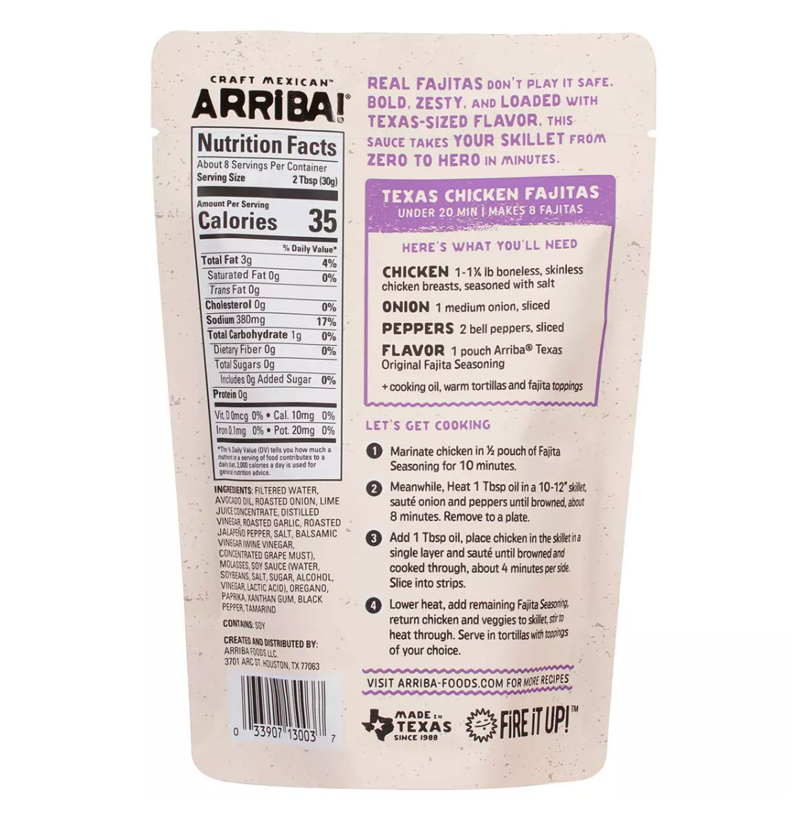 Arriba! Craft Mexican Texas Original Fajita Seasoning 8 oz
