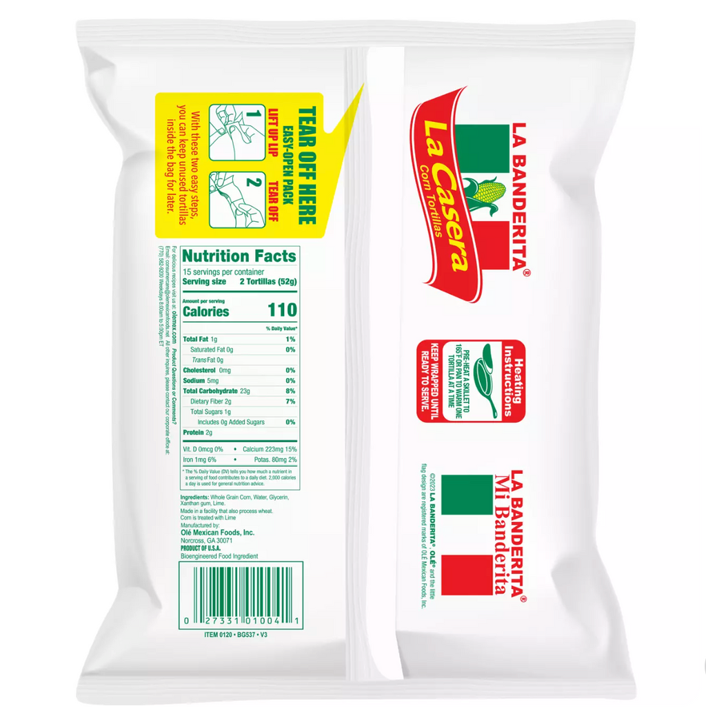 La Banderita La Casera Corn Tortillas 30 ct