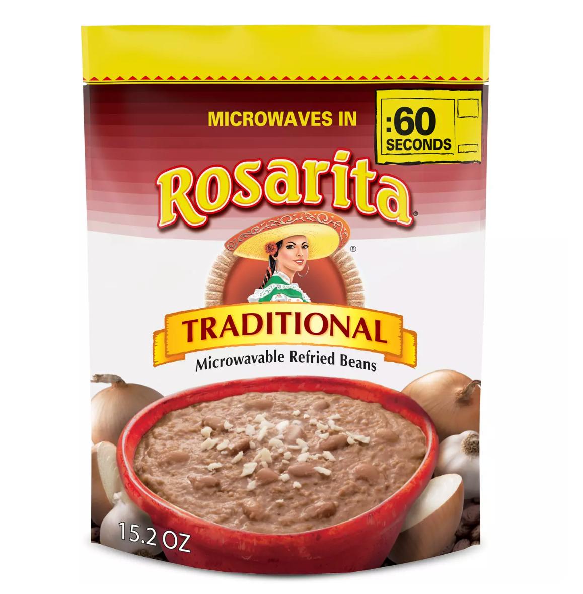 Rosarita Traditional Microwavable Refried Beans 15.2 oz Main image