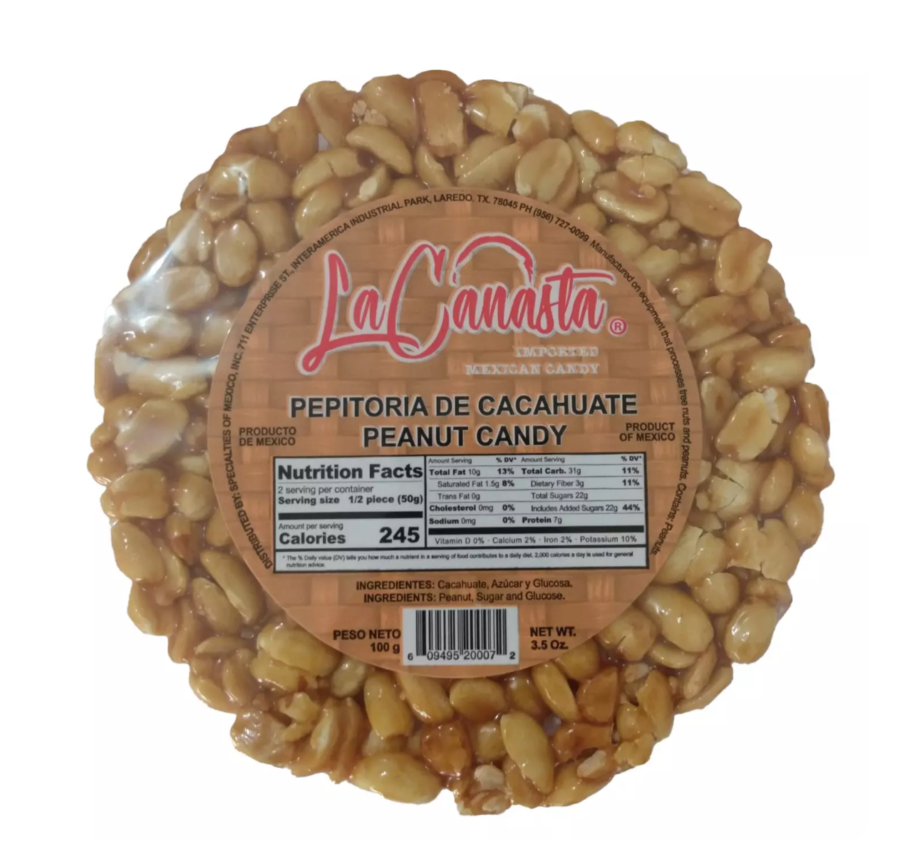 La Canasta Palanqueta Peanut Brittle 3.5 oz