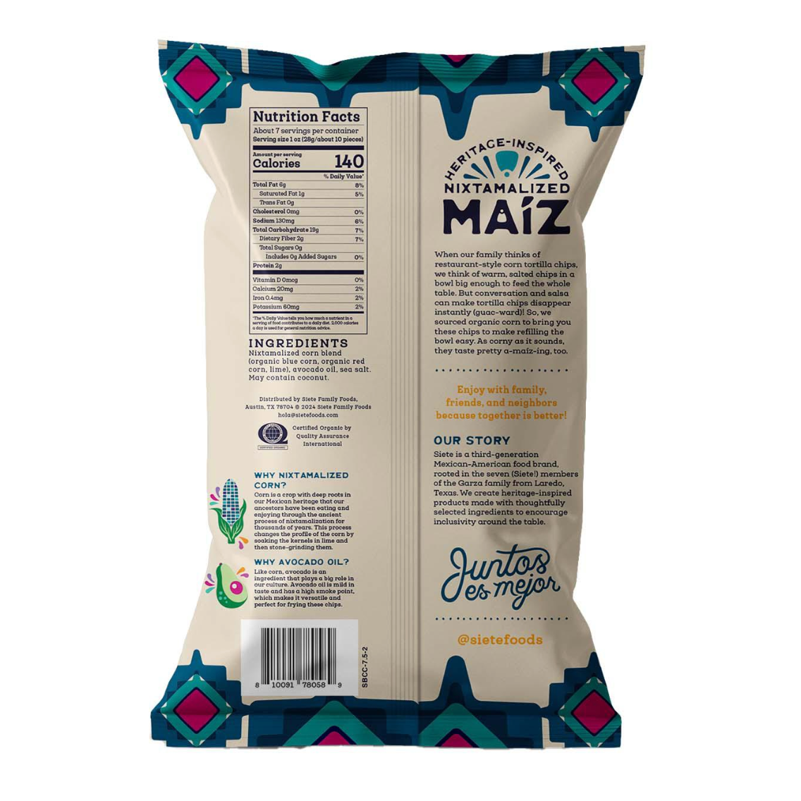 Siete Blue Corn Tortilla Chips 7.5 oz Secondary image