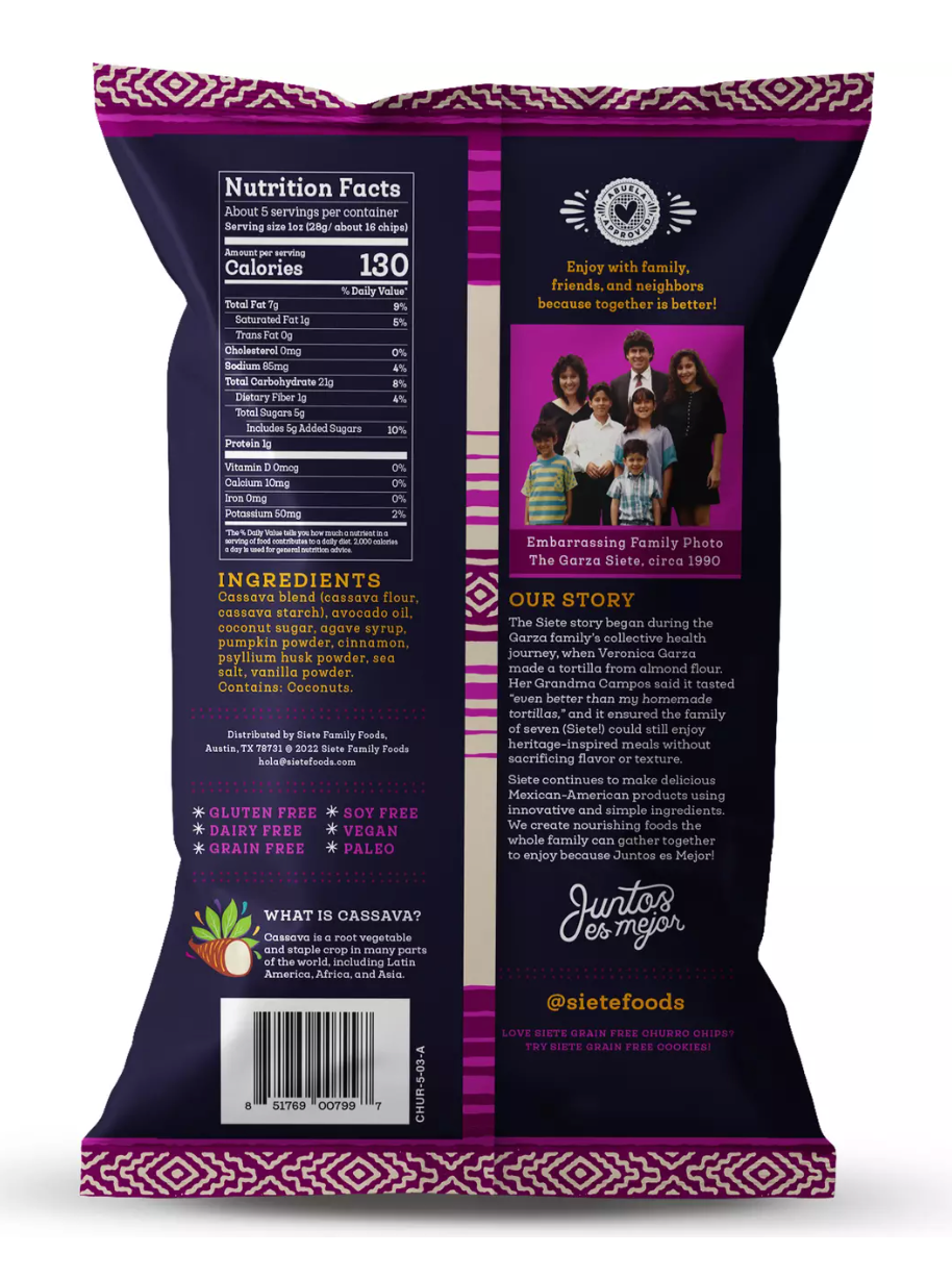 Siete Grain Free Cinnamon Chips Churro Strips 5 oz Secondary image