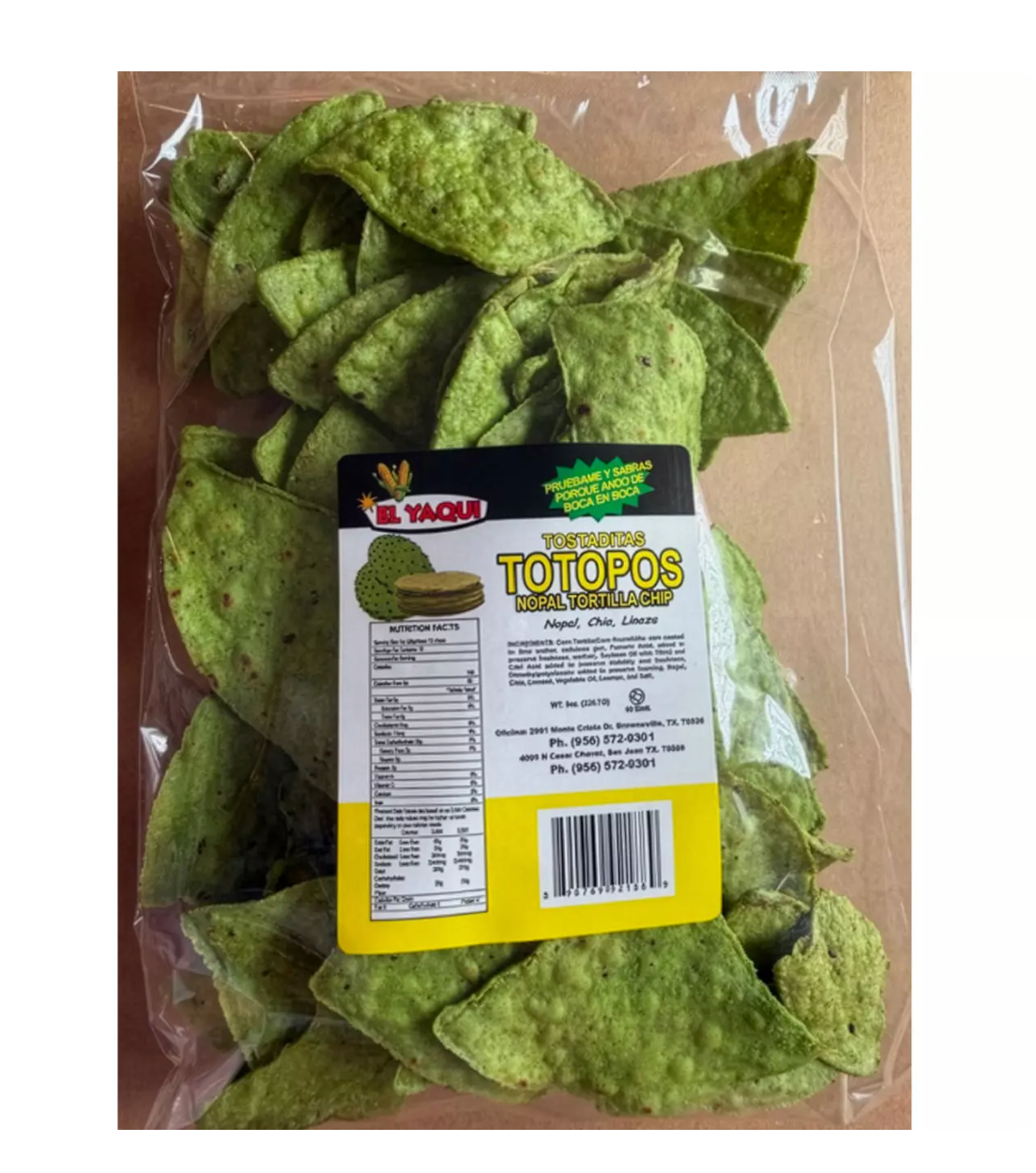 El Yaqui Tostaditas Totopos Nopal Tortilla Chip 8 oz