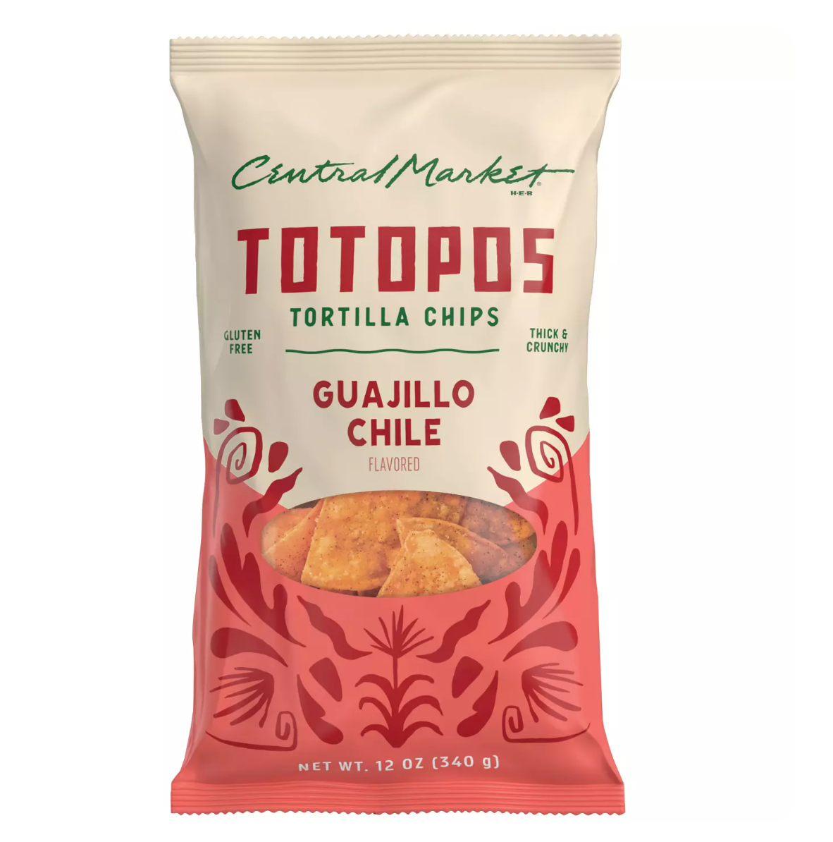 Central Market Totopos Tortilla Chips - Guajillo Chile 12 oz Main image