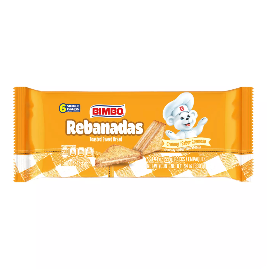 Bimbo Rebanadas Creamy Toasted Sweet Bread 6 Single Packs