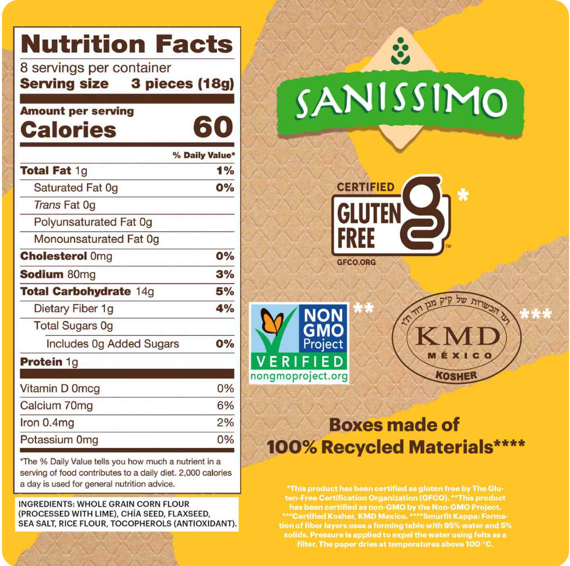 Sanissimo Salmas Salted Oven Baked Corn Crackers 5.08 oz