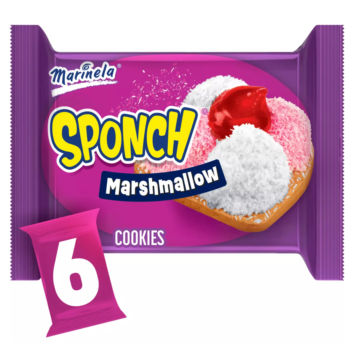 Marinela Sponch Marshmallow Strawberry Coconut Cookies 6 ct