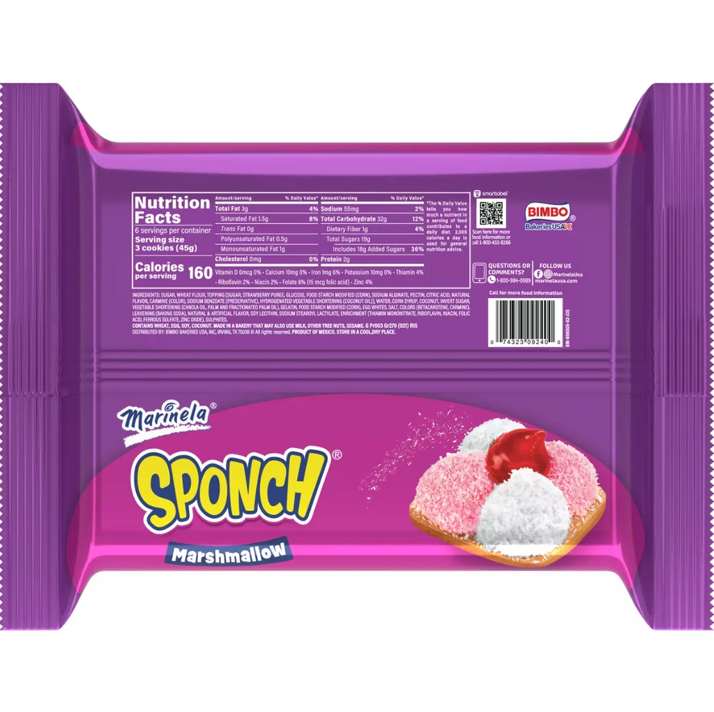Marinela Sponch Marshmallow Strawberry Coconut Cookies 6 ct