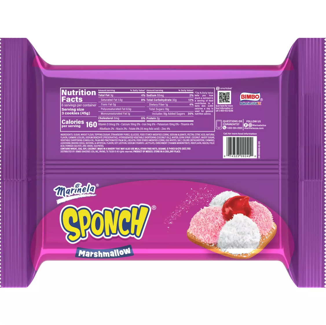 Marinela Sponch Marshmallow Strawberry Coconut Cookies 6 ct