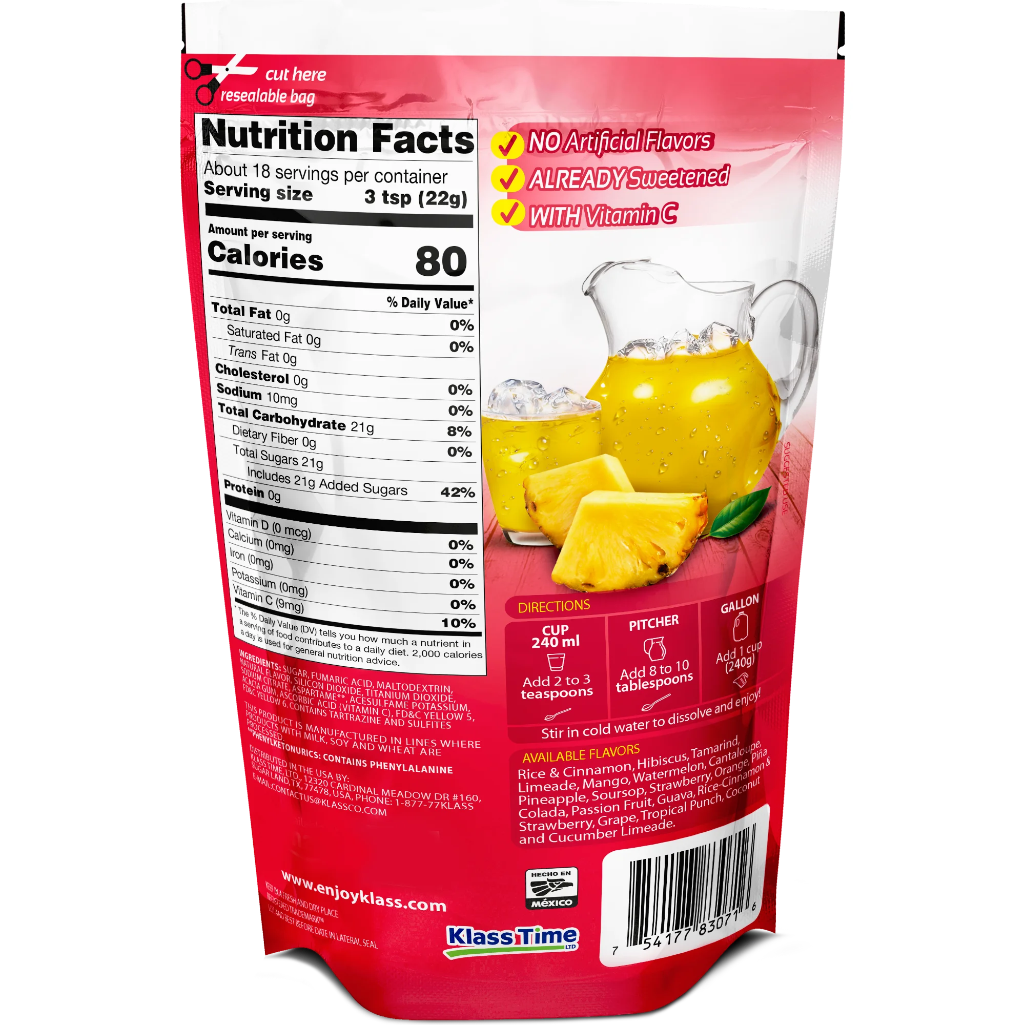 Klass Aguas Frescas Pineapple Drink Mix – 14.1 oz Secondary image