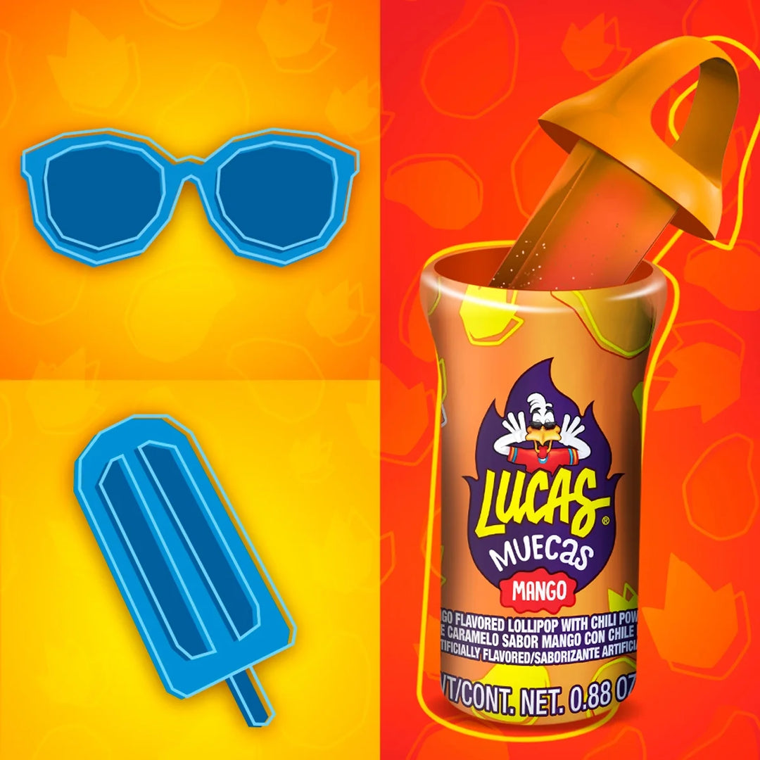 Lucas Muecas Mango Lollipop with Chili Powder 0.9 oz (Pack of 10)