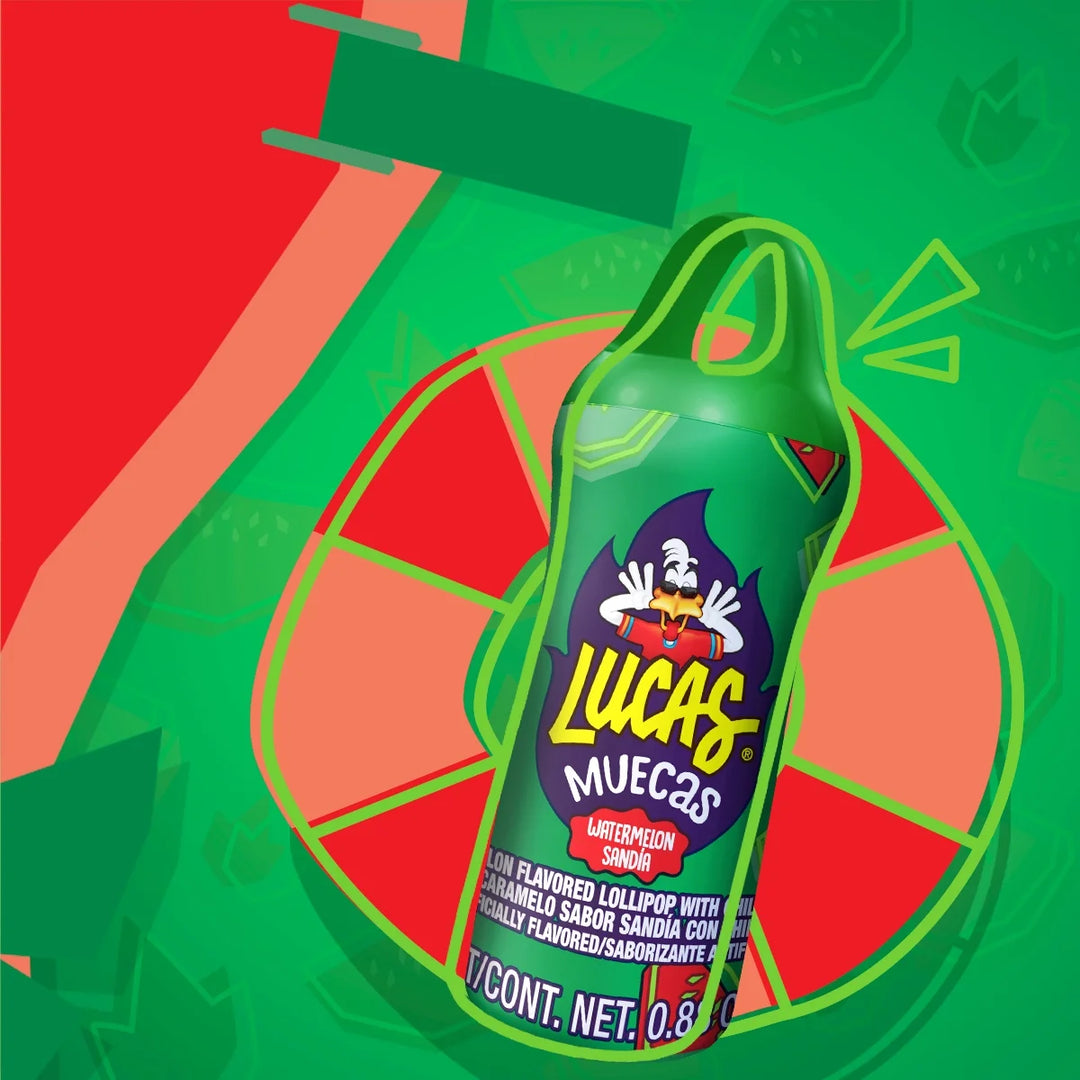 Lucas Muecas Watermelon Lollipop with Chili Powder 0.9 oz (Pack of 10)