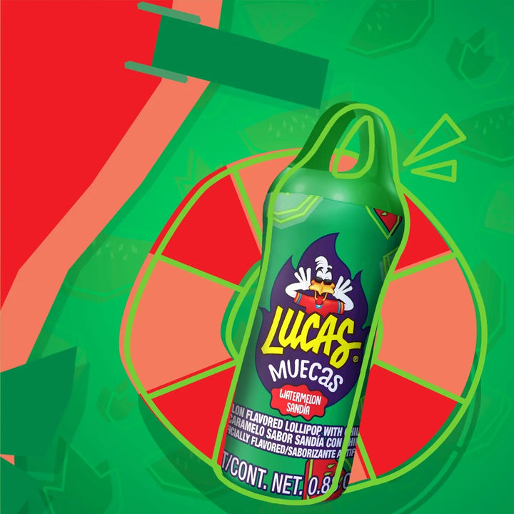 Lucas Muecas Watermelon Lollipop with Chili Powder 0.9 oz (Pack of 10)