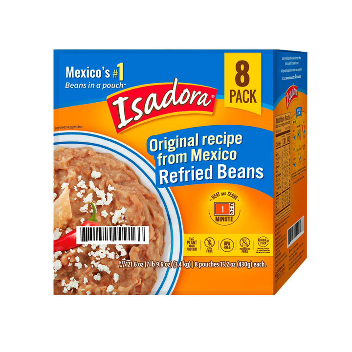 Isadora Refried Original Beans Pouch 15.2 oz. 8 Pack