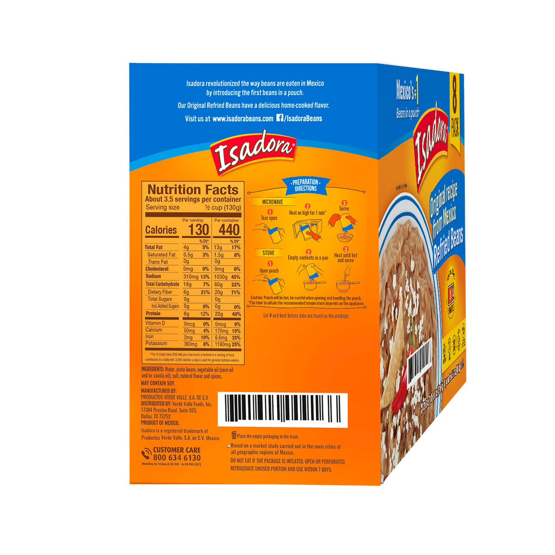 Isadora Refried Original Beans Pouch 15.2 oz. 8 Pack