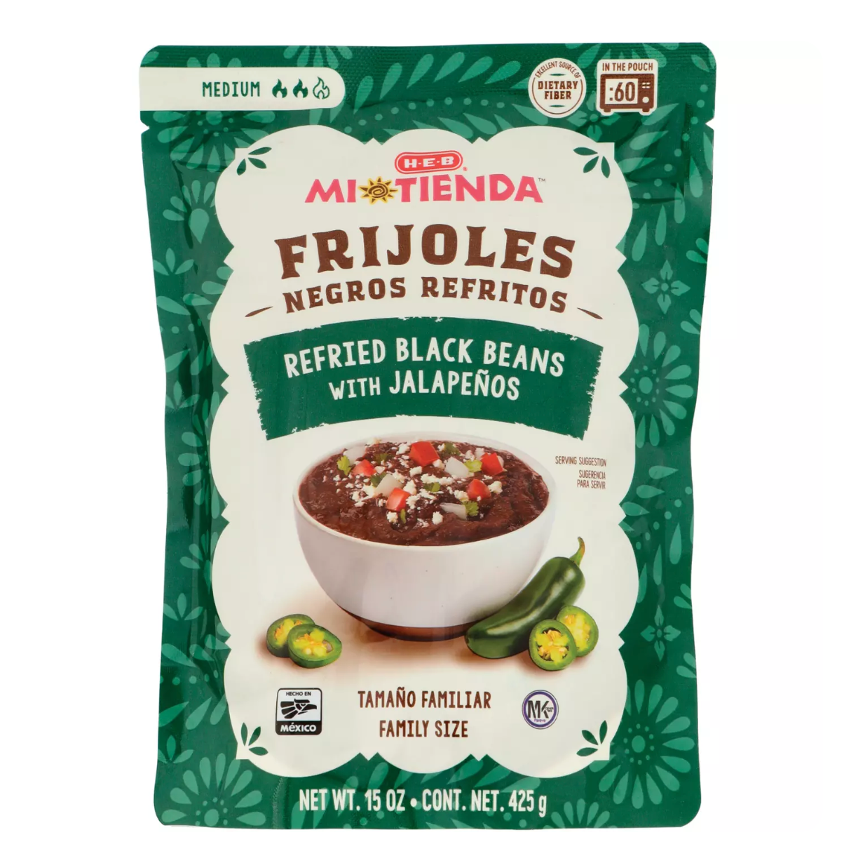 HEB Mi Tienda Refried Black Beans with Jalapeño 15 oz