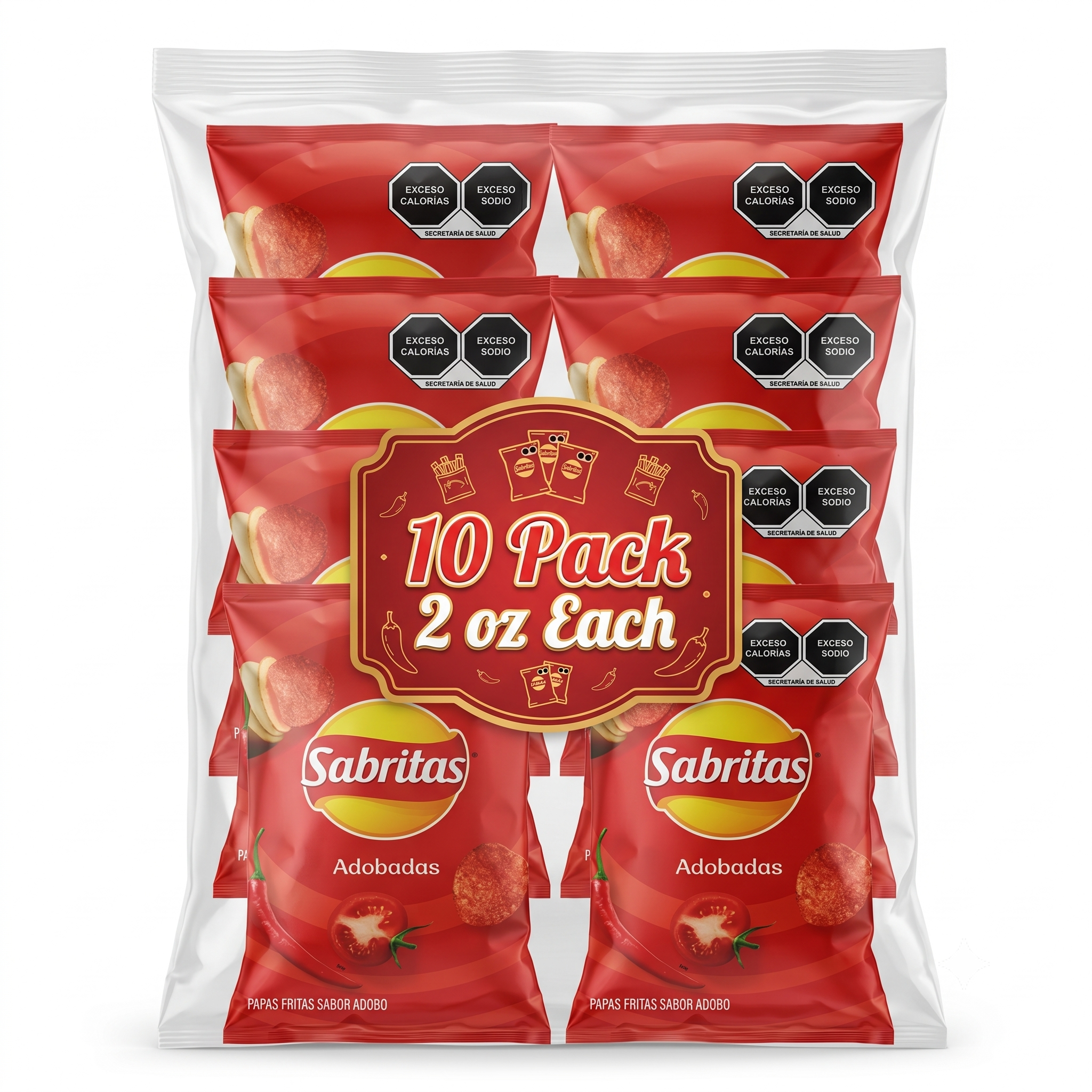 Sabritas Adobadas Potato Chips 10 Pack 2 oz Each