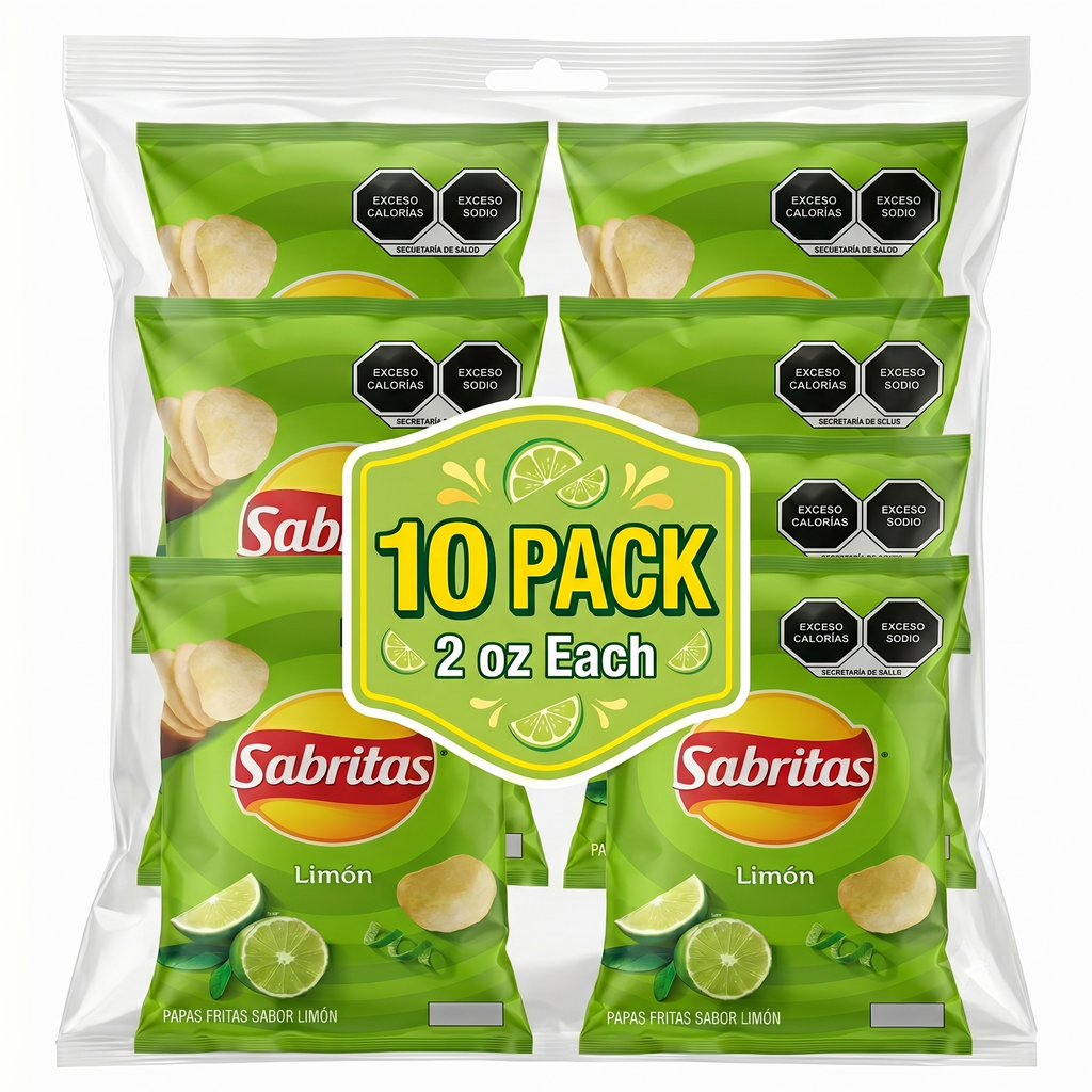 Sabritas Lime Potato Chips 10 Pack 2 oz Each