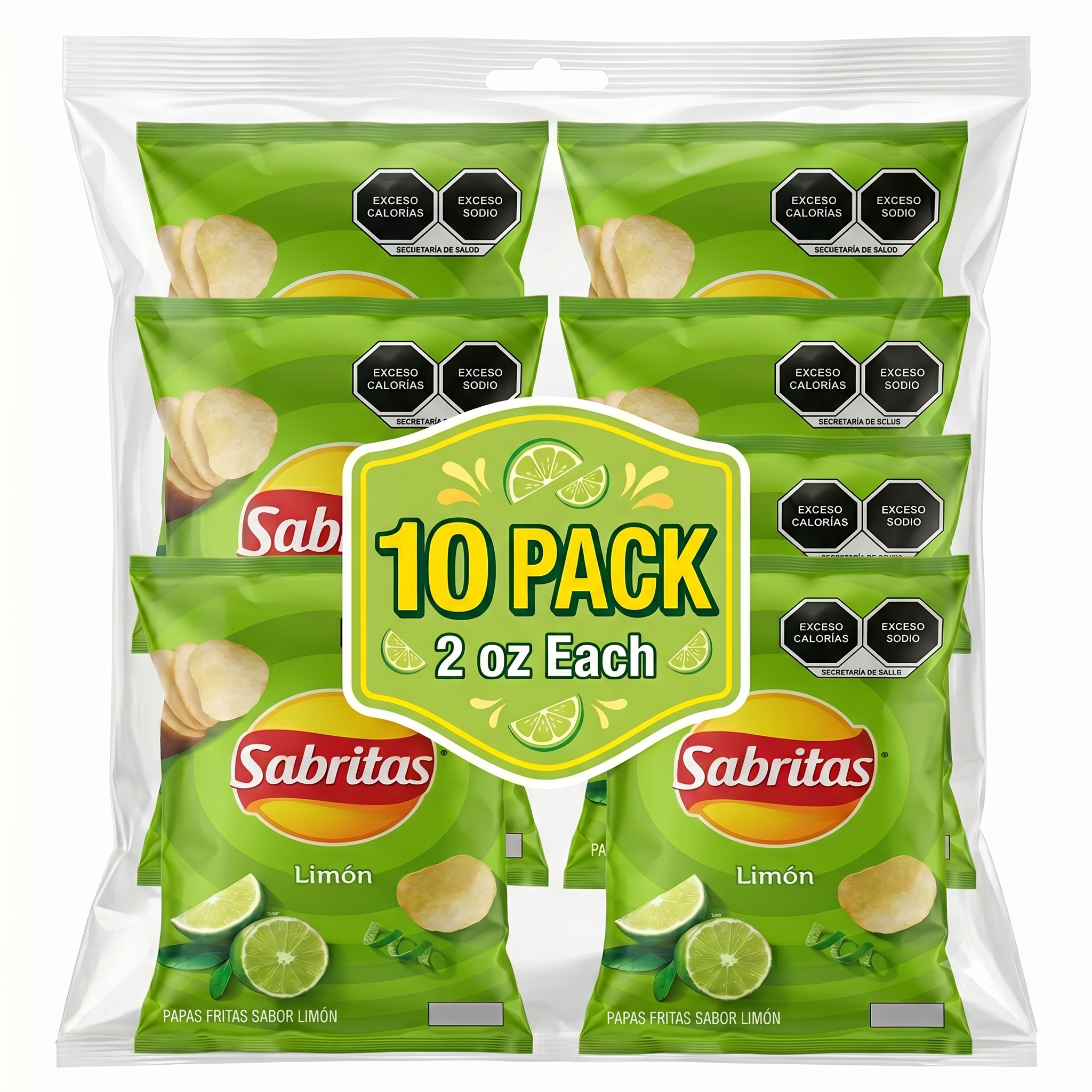 Sabritas Lime Potato Chips 10 Pack 2 oz Each