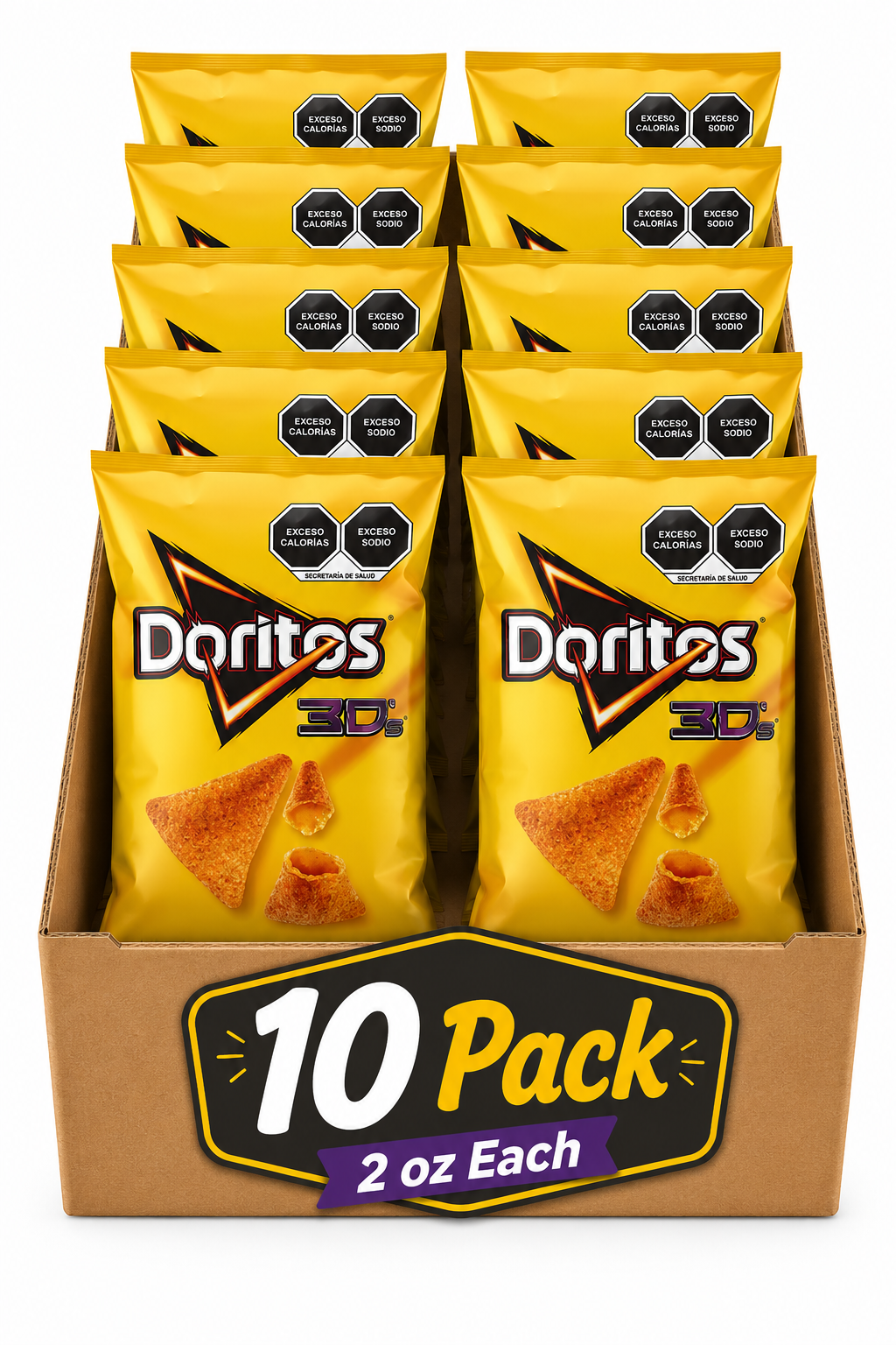 Sabritas Doritos 3D Corn Snacks 10 Pack 2 oz Each