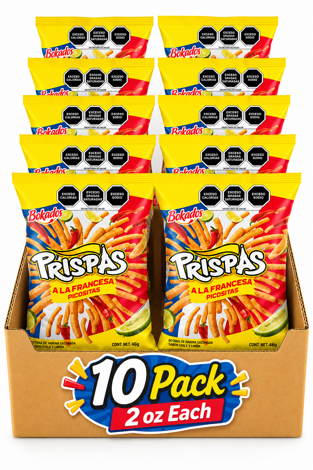 Bokados Prispas Spicy French Fries Snacks 10 Pack 2 oz Each