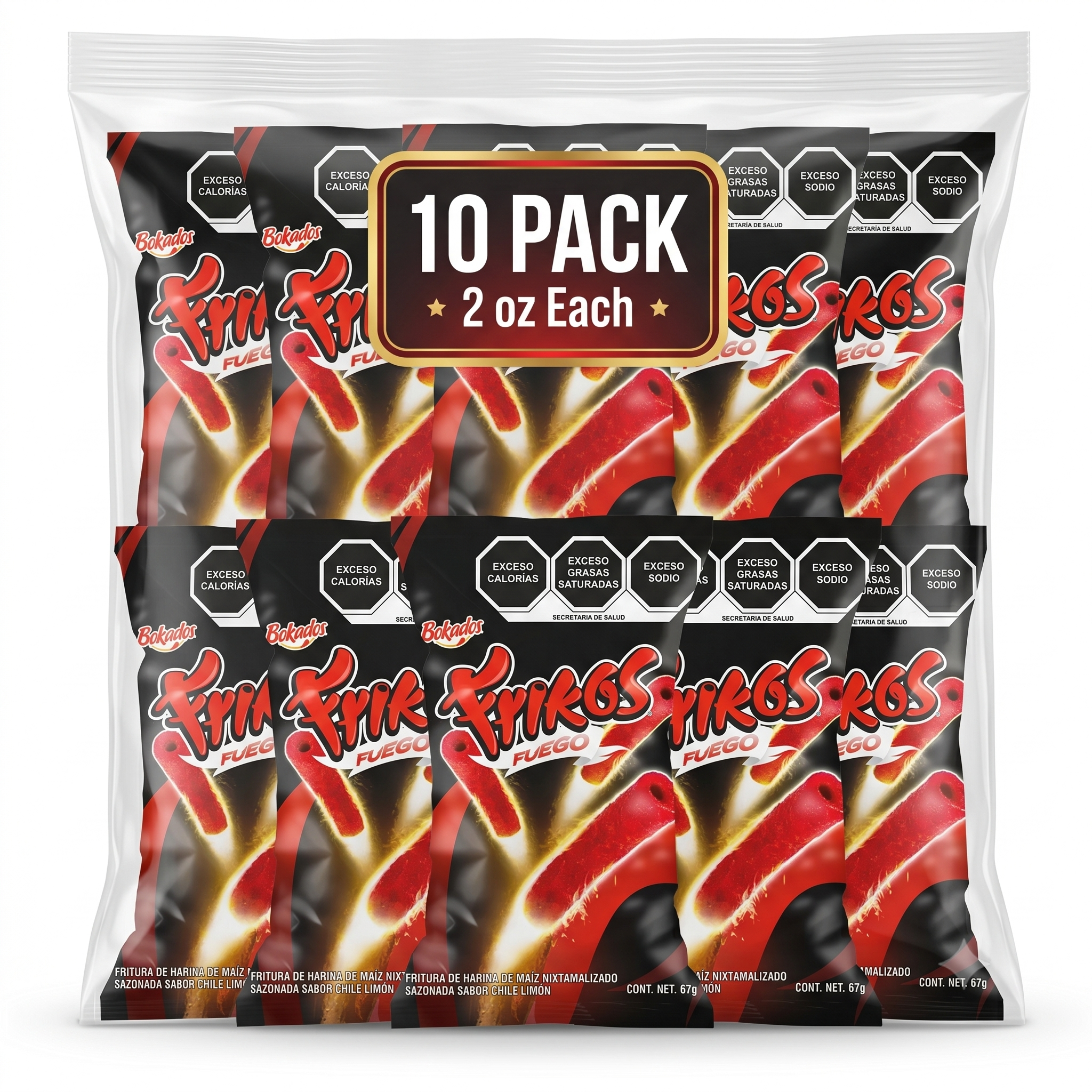Bokados Frikos Fuego 10 Pack 2 oz Each