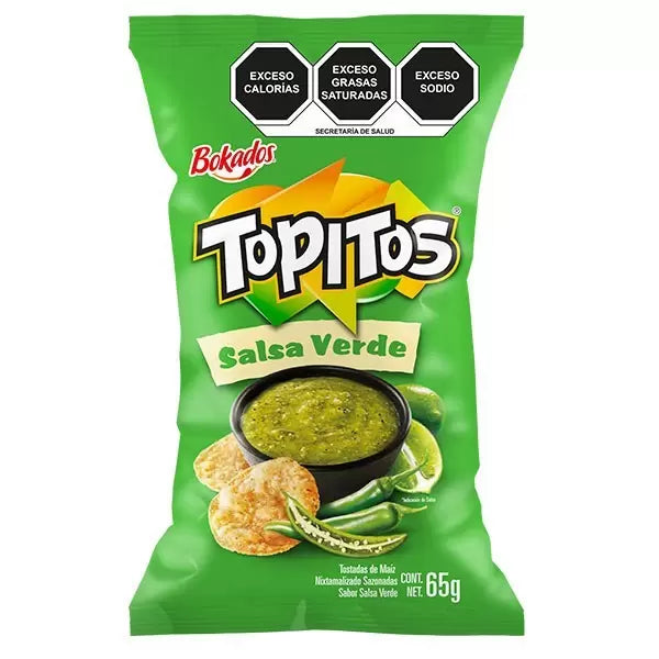 Bokados Topitos Green Salsa Corn Chips 10 Pack 2.3 oz Each