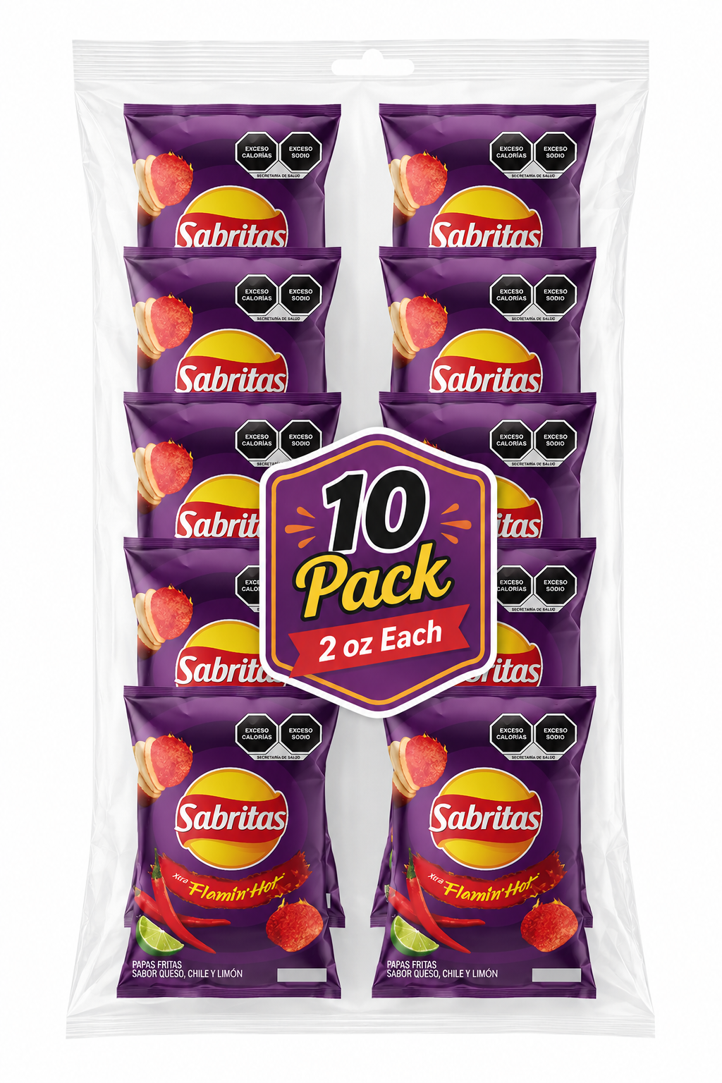 Sabritas Flamin’ Hot Potato Chips 10 Pack 2 oz Each