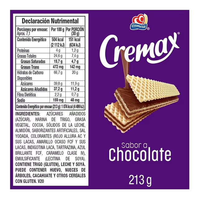 Gamesa Cremax Chocolate Filled Cookies 8 Pack 7.5 oz Each