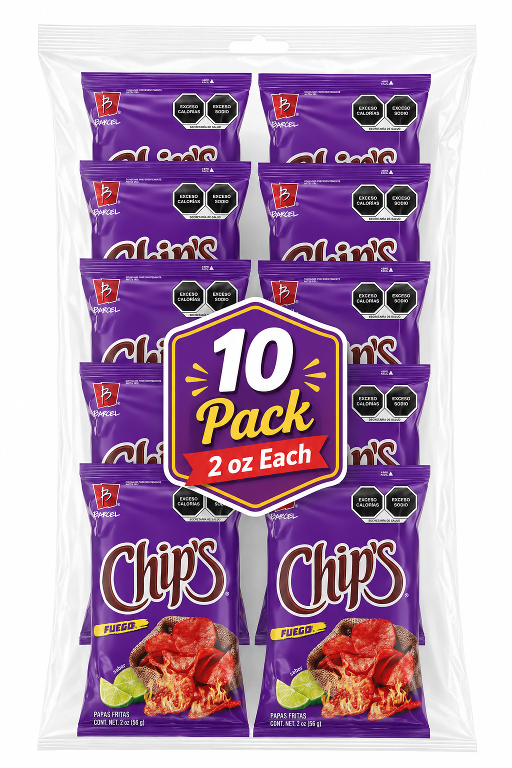 Barcel Chip's Fuego 10 Pack 2 oz Each