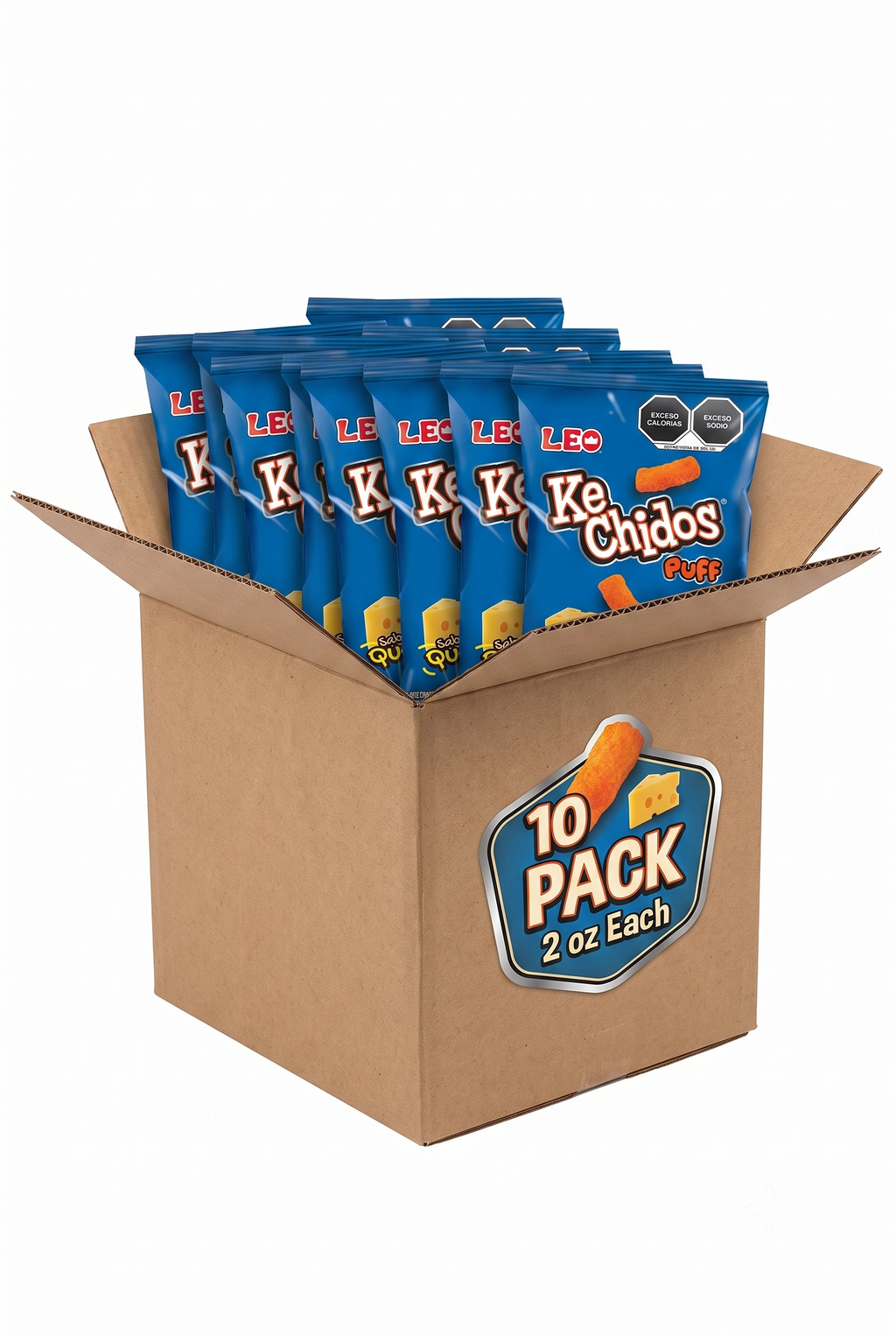 Leo Ke Chidos Cheese Puffs 10 Pack 2 oz Each