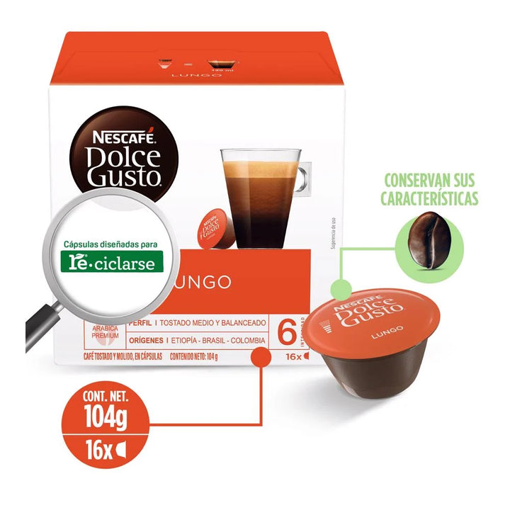 Nescafé Dolce Gusto Lungo Coffee Capsules – 16 ct