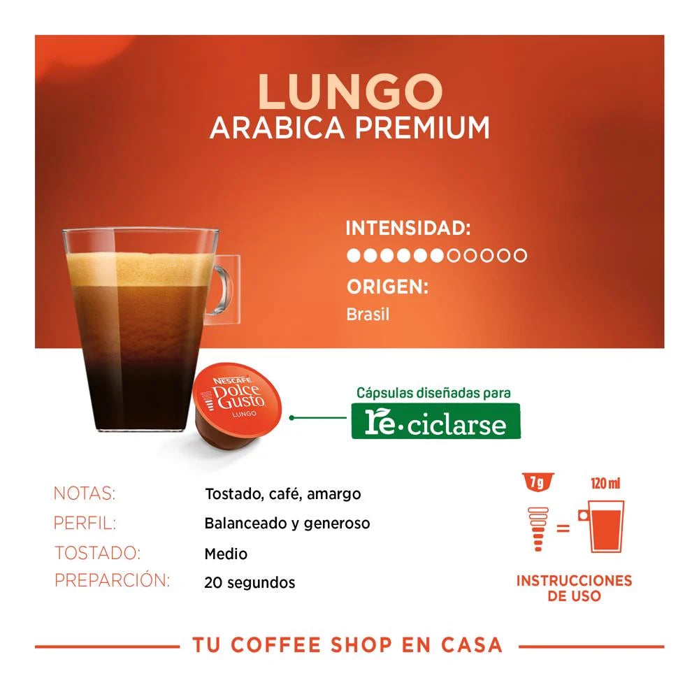 Nescafé Dolce Gusto Lungo Coffee Capsules – 16 ct