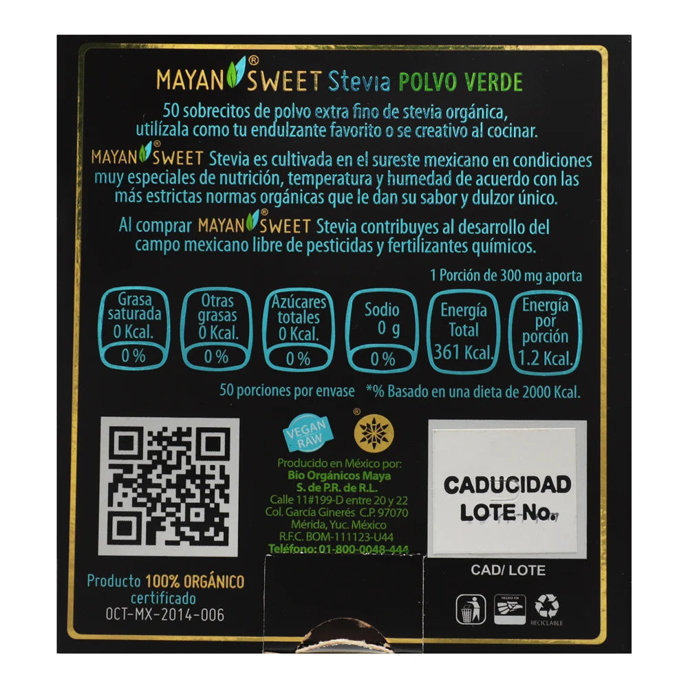 Mayan Sweet Organic Stevia Sweetener Packets – 50 Count
