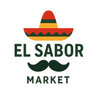 Logo of El Sabor Market, featuring stylized text and imagery symbolizing a diverse range of mexican gourmet and specialty foods.