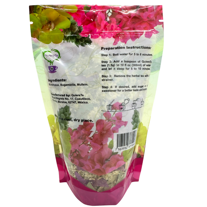 QuiereTe Herbal Tea Eucalyptus, Bugambilia and Mullein 1.76oz